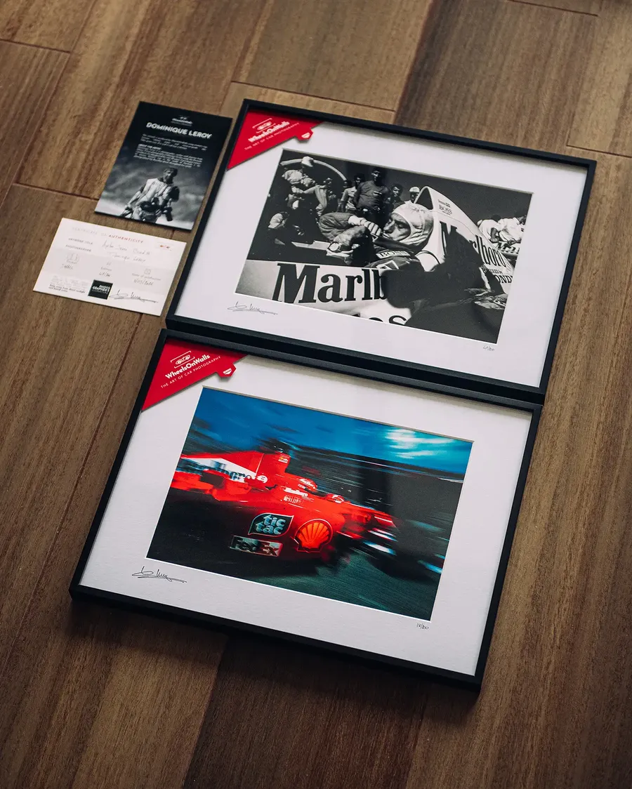 Tirages d'art de sport automobile encadrés avec certificat d'authenticité signé